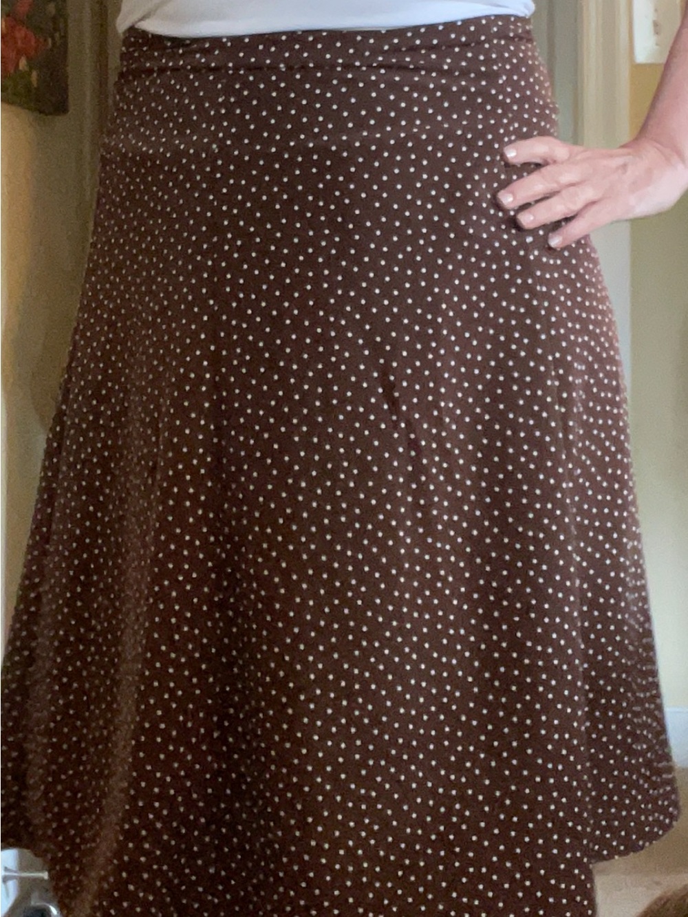 White House Black Market Brown Polka Dot A-Line Skirt